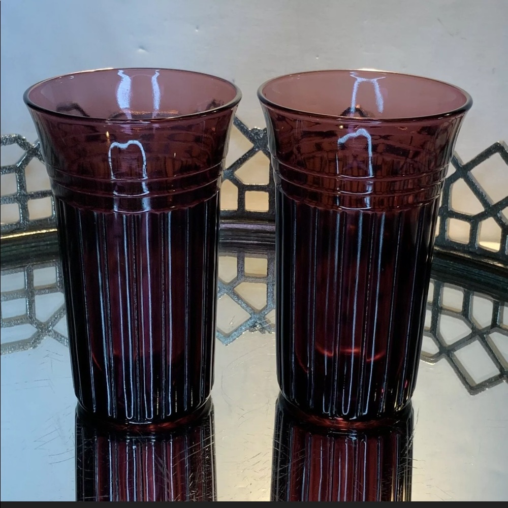 SOLD. Hazel Atlas New Century 5” Set 2 Purple #EL9 - Picture 1 of 6